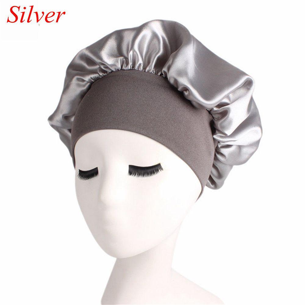 Soft Stretch Head Cover Night Sleep Hat Wide Band Satin Cap Elastic Head Wraps Hair Loss Chemo