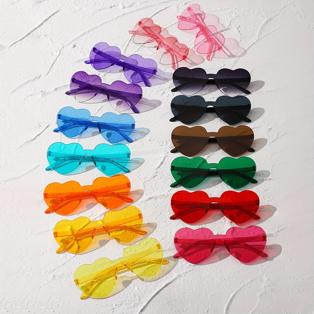 Защитные очки 15 шт. Солнцезащитные очки без оправы в форме сердца Женские милые кошачий глаз Конфетного цвета Цельные очки Солнцезащитные очки Вечеринка UV400