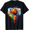 Colorful Basketball Tie Dye Color Splash Hoop Net Slam Dunk T-Shirt Graphic T Shirts Mens T Shirt Camisas Streetwear