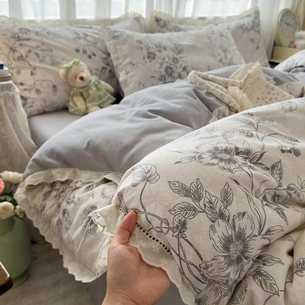 100% Хлопок Очень Толстый Теплый Фланелевый Кружевной Зимний Комплект - 4 Предмета