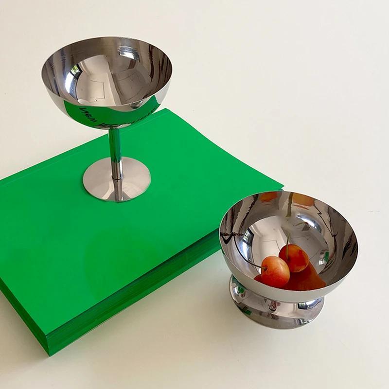 Креативный контейнер для чашки мороженого из нержавеющей стали, кухонный бар, бокал для вина, металлическая салатница, десертная тарелка с фруктами, товары для вечеринок