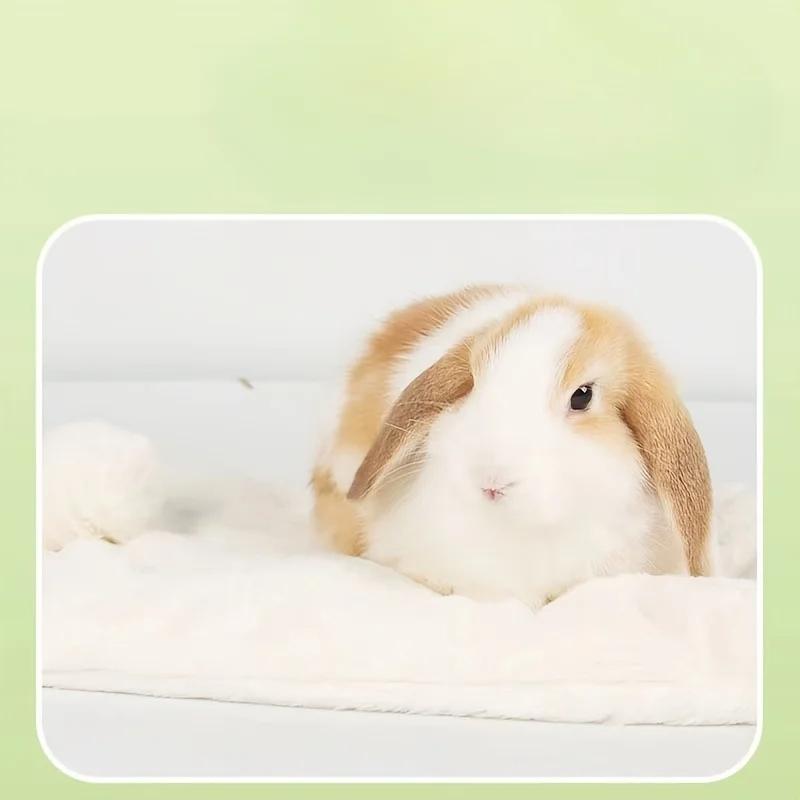 Подстилка для кролика - прямоугольный спальный коврик из искусственного меха с хлопковым наполнителем, теплые зимние принадлежности для домашних животных для кроликов, шиншилл, хомяков