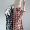 Lace Drawstring Plaid Wide-leg Pants for Women In Spring and Summer High Waist Drooping Lazy Style Loose Casual Floor Pants