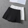 Women Mini Skirt High Waist Side Split Design Solid Color Short Skirt A-Line Design Skort