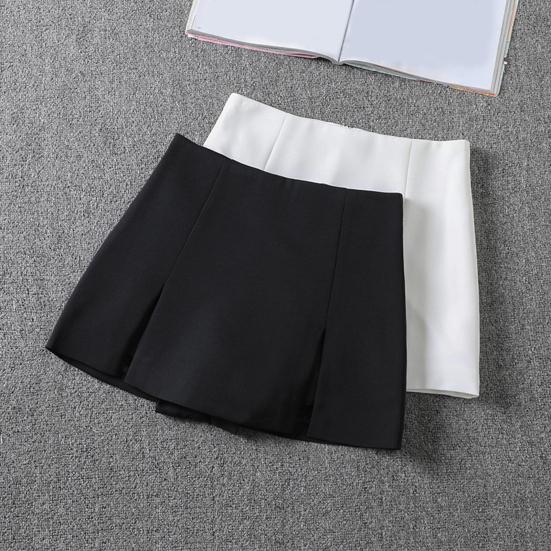 Women Mini Skirt High Waist Side Split Design Solid Color Short Skirt A-Line Design Skort