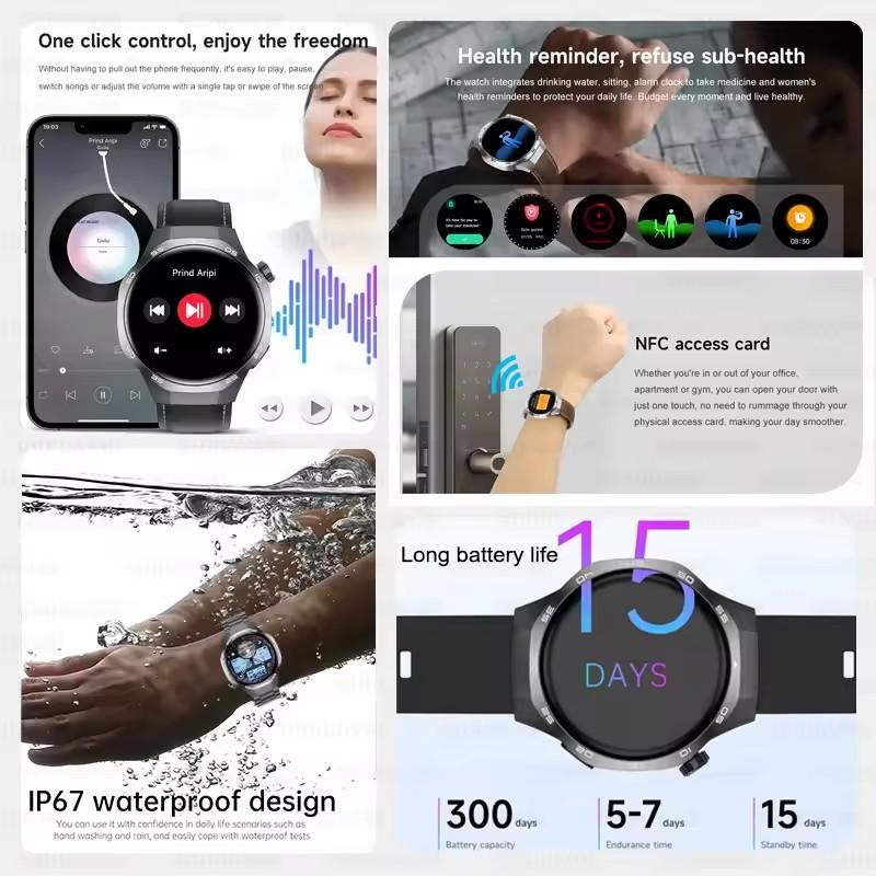 2025 Новые часы GT5 Max Смарт-часы HD AMOLED Экран NFC GPS Трекер Звонок по Bluetooth Здоровье Водонепроницаемые Смарт-часы Мужские Женские Для Huawei