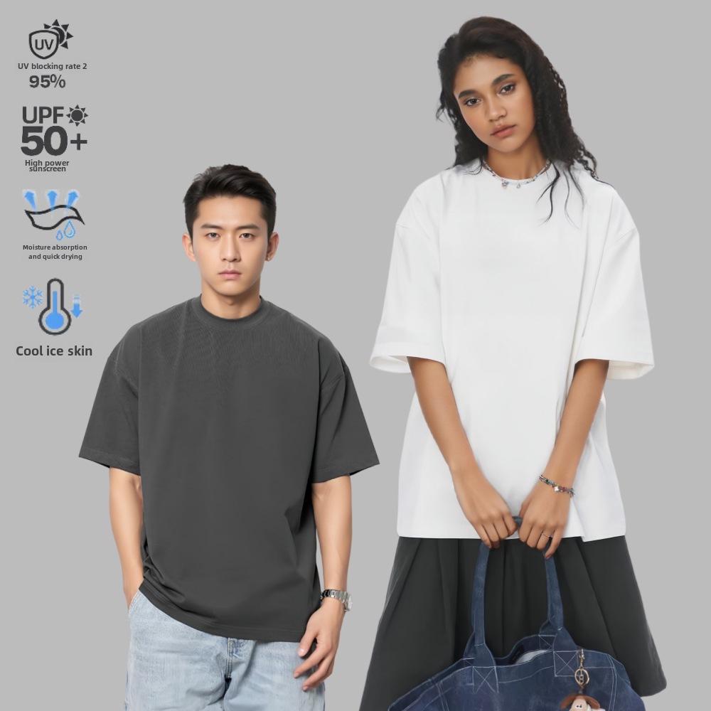 60 Silky Cool Solona 250g Heavy Short Sleeve Мужская свободная однотонная солнцезащитная футболка