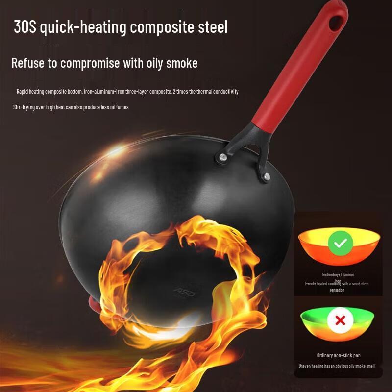 ASD Титановая антипригарная улучшенная чугунная вок