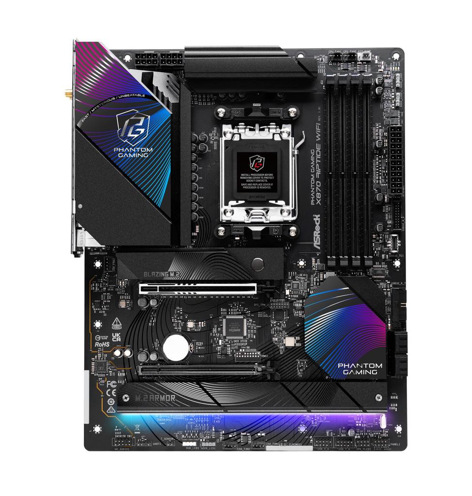 Материнская плата ASRock X870 Riptide WiFi AMD Ryzen 9000 Series CPU Совместимый чипсет X870 Материнская плата ATX Авторизованный дистрибьютор (Сокет AM5) [Одомашненный