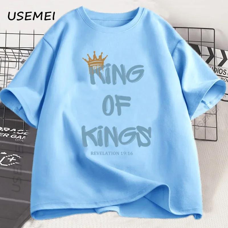 King of Kings TShirt Christian Clothing Religious Gift for Unisex Unisex Jesus Christ Streetwear Faith Cotton Short Sleeve Tees