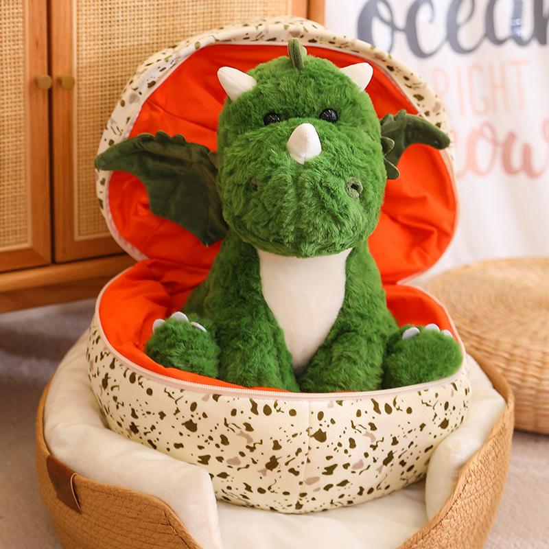 2 Ln 1 Dinosaur Plushies Dinosaur Egg Plush Toys With Wings Green Dinosaur Cuddly Hugging Sleeping Doll Funny Gift Kids Birthday