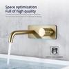 Bathroom Vanity Sink Mixer With Cover Plate Hot And Cold Wall-Mount Mixer Tap In Brushed Gold Taps With Knob