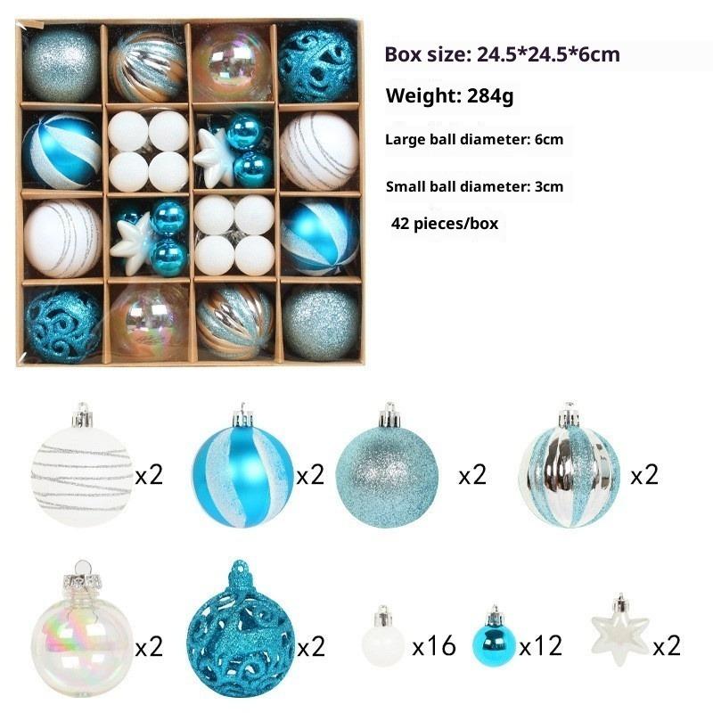 Xmas Tree Ornaments 42/44 Pcs Holiday Decor PVC Glossy Ball Set Christmas Decorations