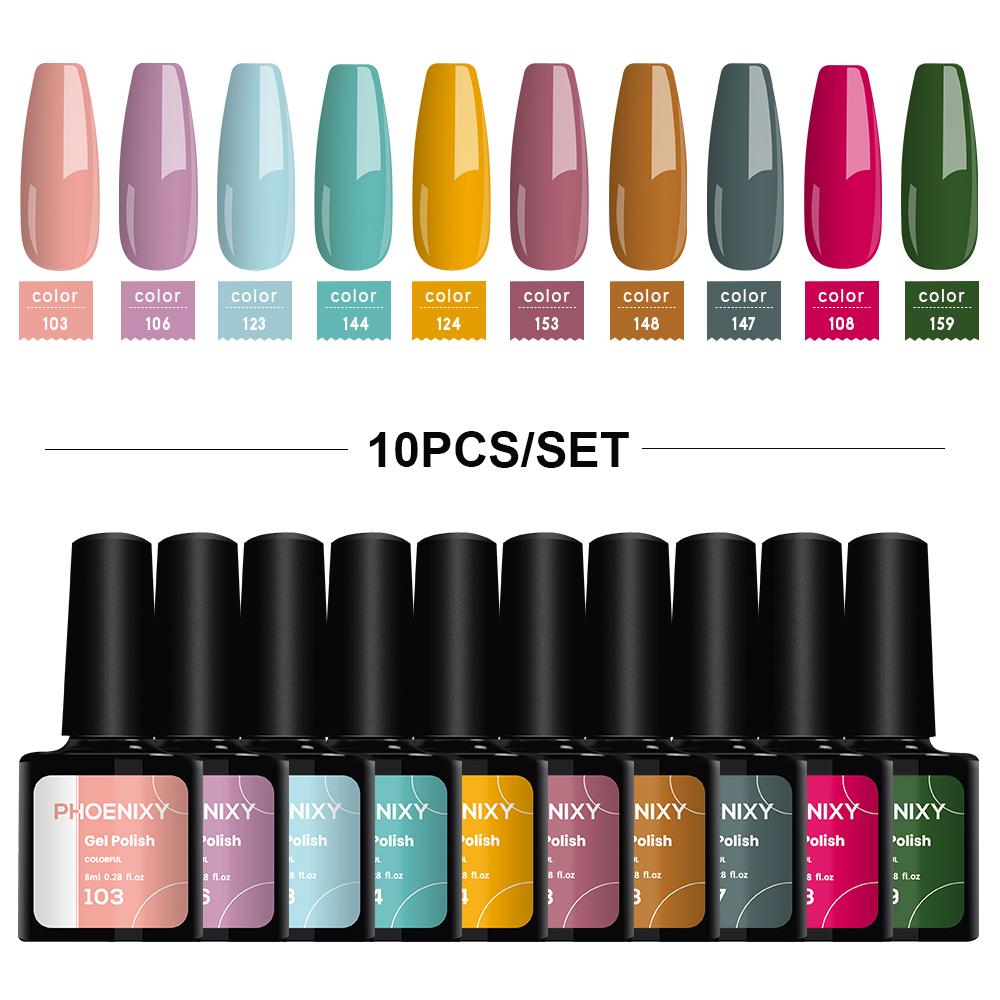 PHOENIXY 111 Colors of Gel Nail Polish Bright and Colorful Gel Lacquer for UV Gel Nails Soak-off UV LED Semi-Permanent Gel Varnishes