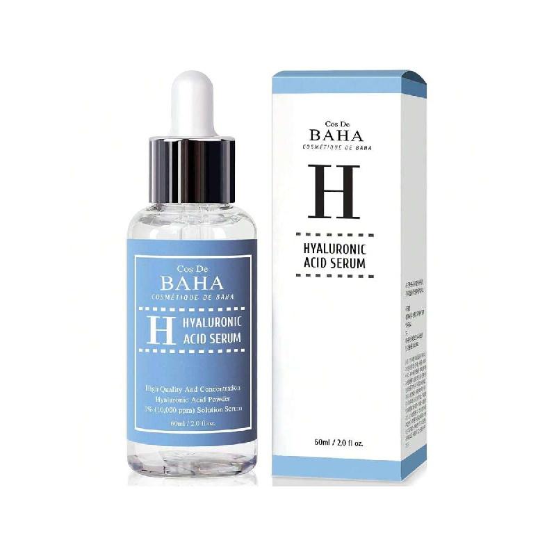Сыворотка Cos De BAHA Pure Hyaluronic Acid 1% 10 000 ppm 60 мл, Увлажняющая сыворотка для лица от мелких морщин, Сыворотка для лица с интенсивным увлажнением для заметно упругой кожи
