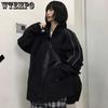 Reflective Strips Black Jacket Women Spring Autumn Casual All-match Zipper Parkas Korean Style Classic Vintage Cool Outwear