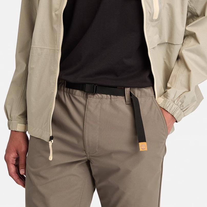 Timberland Легкие универсальные водонепроницаемые ветрозащитные однотонные повседневные брюки с эластичной резинкой на талии средней посадки с манжетами для мужчин цвета шоколада A6Y7P-BK0