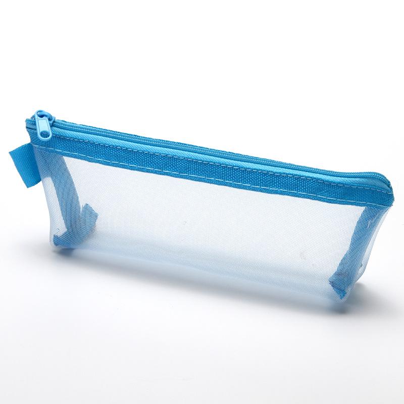 Large Capacity Simple Color Pencil Case Student Exam Series Hand Account Net Yarn Transparent Stationery Storage Supplies Bag