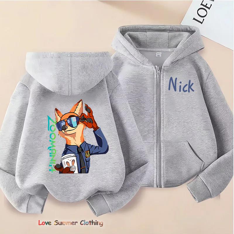 Zootopia Zip Up Hoodies for Kids Judy Nick Hooded Sweatshirt Boys Pullovers Cartoon Girls Hoodie Sportswear New Year Gift