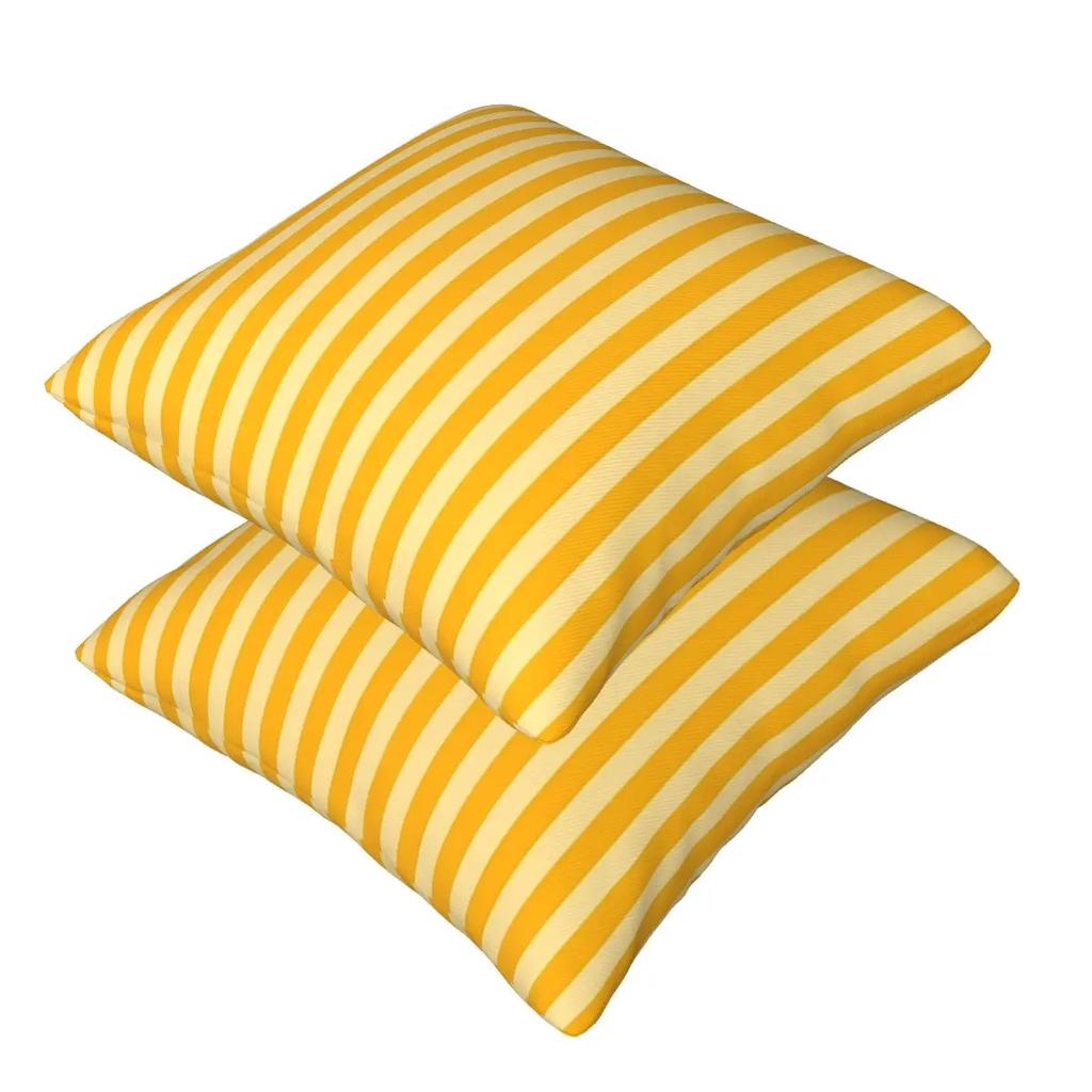 Striped Vertical 2 Yellow 2 Pcs Square Pillowcase Pillow Cover Cushion Decor Comfort Throw Pillow For Home Car