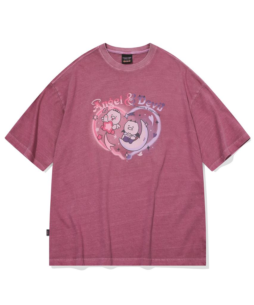 CPGN STUDIO [Cpgn X Kakao Friends] Destiny Chunsik Pigment Short Sleeve T-Shirt Dusty Pink