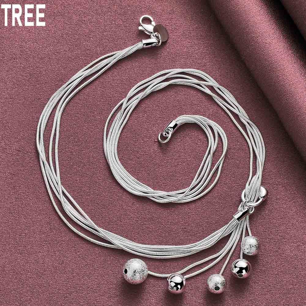 Ожерелье из пяти змей из стерлингового серебра 925 пробы с матовыми гладкими бусинами, модные свадебные украшения