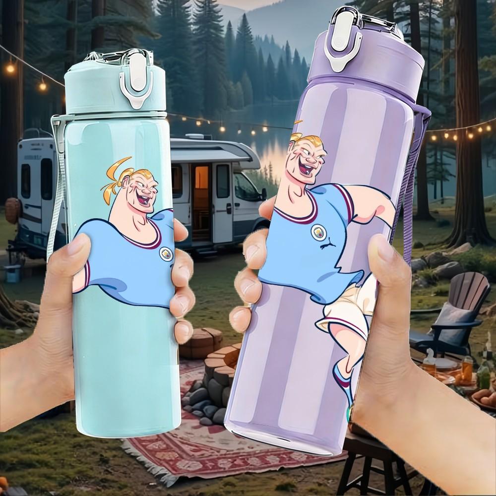 1PC Muscular Man Workout Character 750ml Color Plastic Sports Water Bottle Leakproof Flip Straw Lid Suitable for Sports Office Home Use