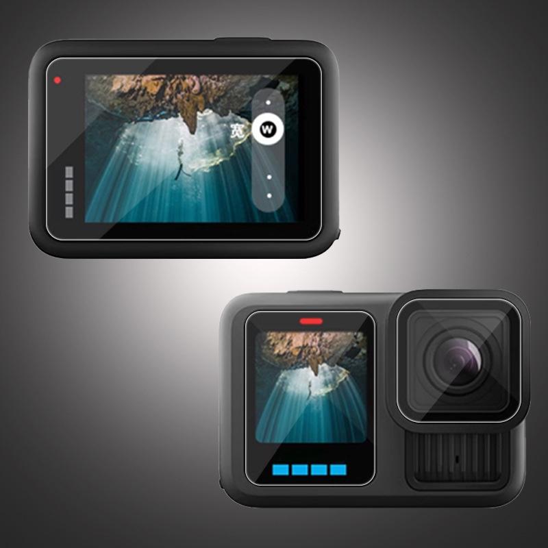 Для Gopro 13 черные аксессуары протектор экрана закаленное стекло ультра прозрачный ЖК-дисплей HD объектив защитный комплект комплект для Go Pro Hero 13
