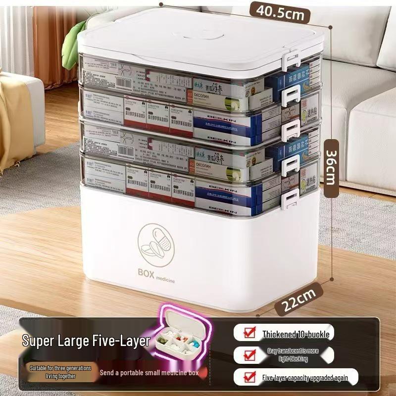 Large Multi-Layer Medicine Storage Box - Portable Family First Aid Kit