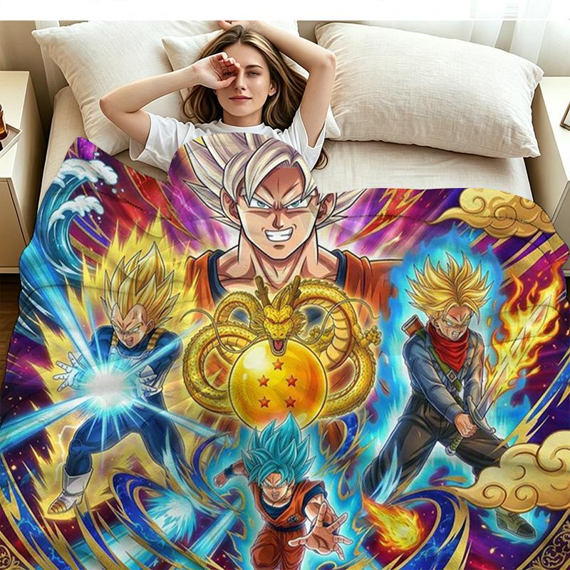 Anime DragonBall Print Flannel Blanket High Quality Warm Comfortable Cover for All Seasons Perfect for Gifts Home Decor