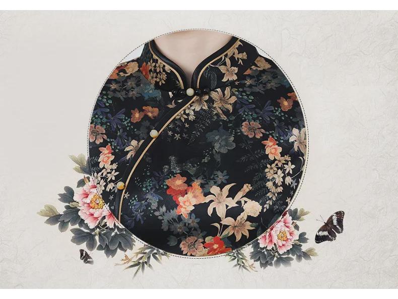 Шелковый чеонгсам: Летнее платье в китайском стиле в стиле ретро для женщин среднего и пожилого возраста, выпуск 2023 г.