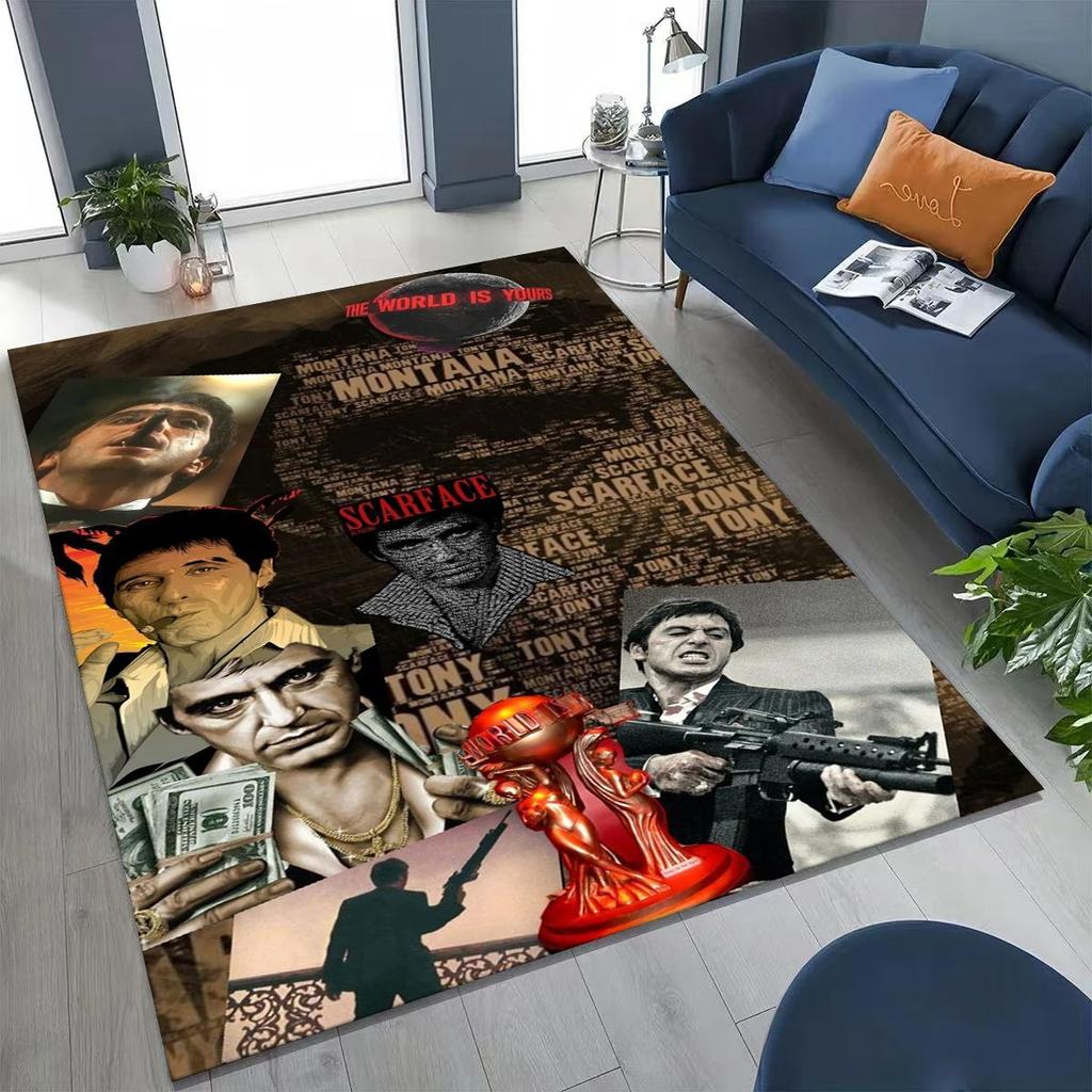 Classic Scarface Tony Montana Movie Art Carpet Rug for Bedroom Living Room Sofa Home Doormat Decor Large Kids Non-slip Floor Mat