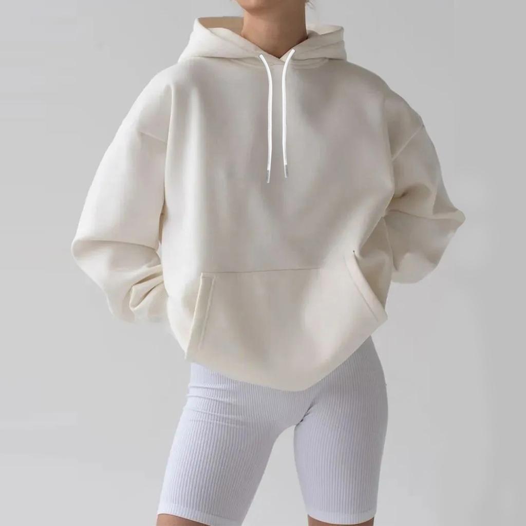 Women's Fashion Lightweight Long Sleeve Pullover With Pockets Lettering Print Hoodie