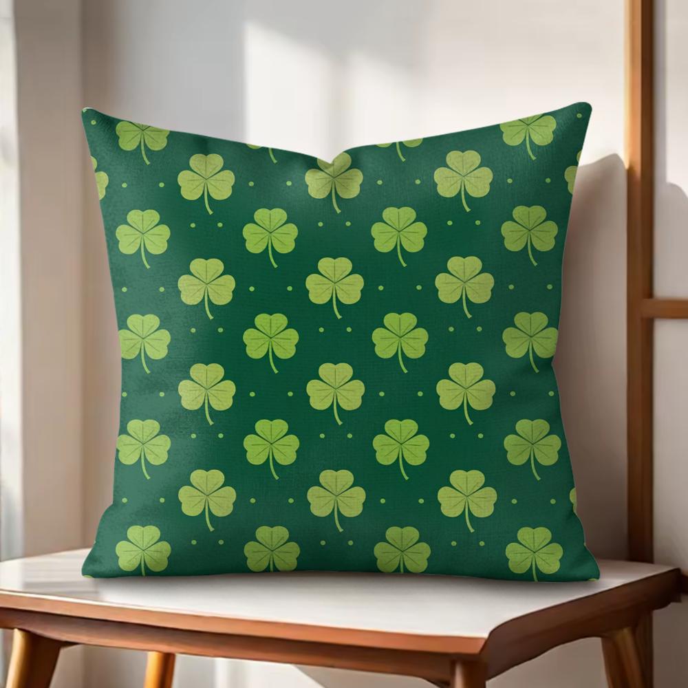 St Patricks Day Gift Cushion Cover Natural Linen Organic Fabric DoubleSided Printing Couch Pillow Covers Home Decor