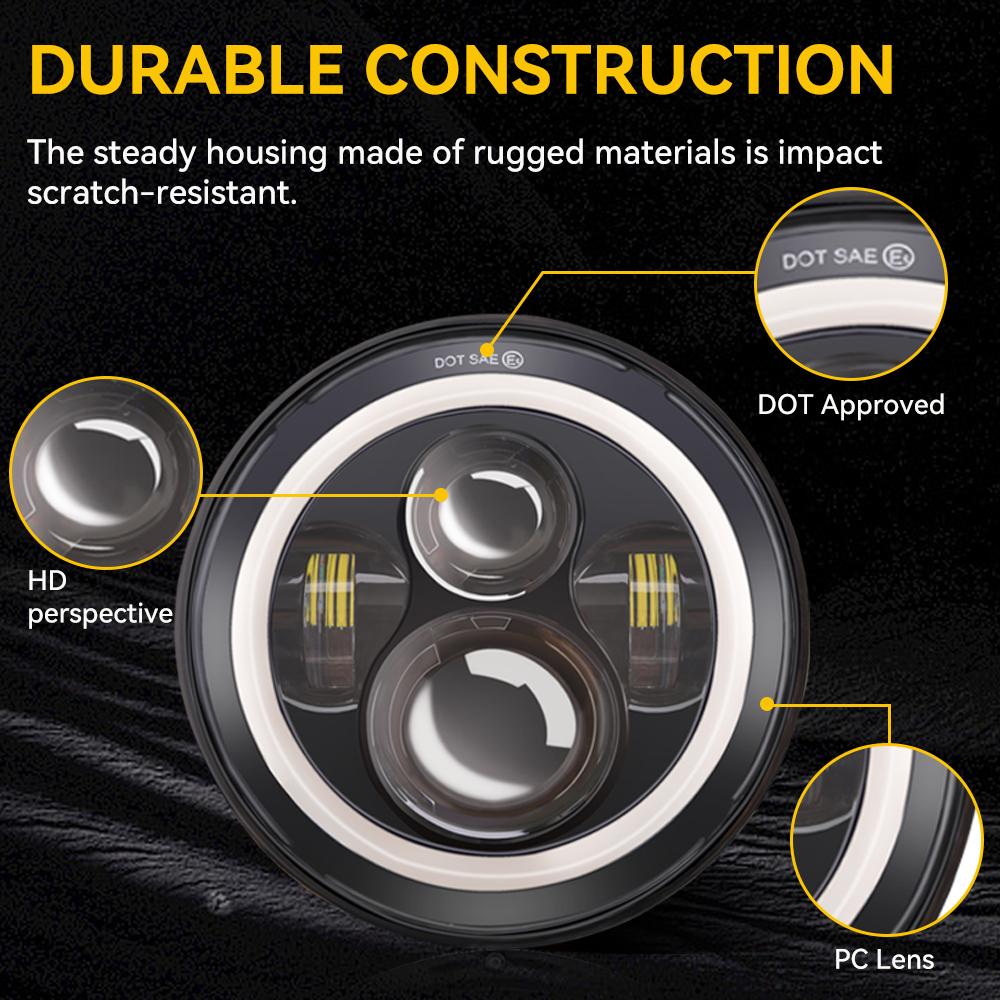 7-дюймовая светодиодная фара для мотоцикла с адаптером для Harley Touring Ultra Classic Electra Street Glide Road King Yamaha