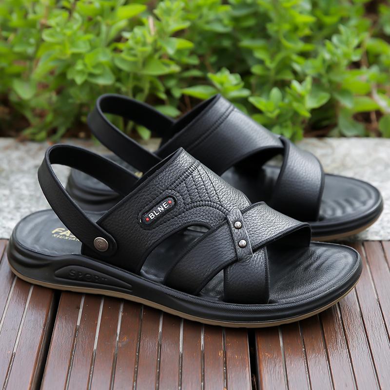 Fashion Classic Mens Sandals Slip On Summer Leather Sandals Breathable Slippers Men Outdoor Casual Sandals Fashion Men Shoes