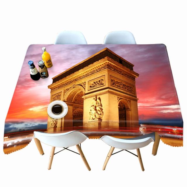 Splendid Architecture Pattern Tablecloth Thicken Cotton Rectangular Round Table Cloth For Wedding Picnic Party