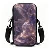 Ethereal Purple Flowing Silk Abstract Gold Glitter Christmas Decor Crossbody Phone Bag, Elegant Festive Sling Pouch, Holiday Party Gift Accessory