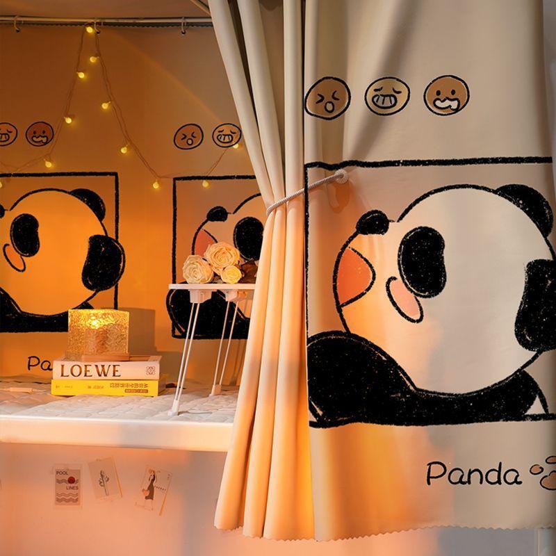 Princess Style Panda Bed Canopy: Thickened Blackout Curtains for Dormitory Bunk Beds
