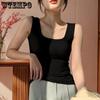Square Collar Large Size Solid Color Casual Versatile Camisole Vests Women's Spring Summer Sleeveless Elastic Tank Tops