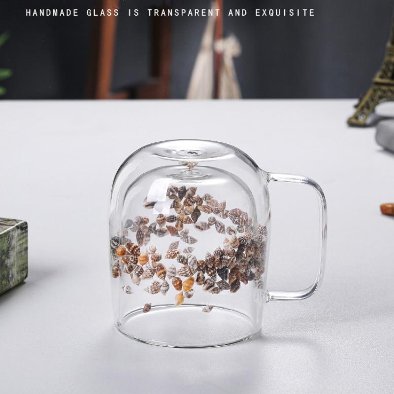 Сухоцветные Двойные Стенки Прозрачного Стекла Кофейные Кружки Двойная Изолированная Стеклянная Чашка Для Горячих Холодных Напитков Чашка Для Капучино Латте Эспрессо