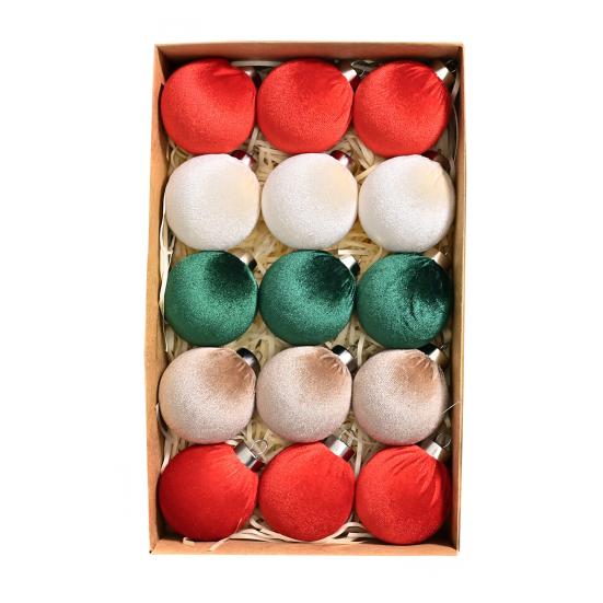 15 Pcs Christmas Ball Ornaments Lightweight Shatterproof Velvet Balls Reusable Festive Hanging Decorations for Home Xmas Tree