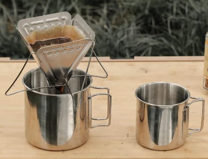 Кароккаку Складная Кофеварка, Идеально подходит для активного отдыха, Свежее заваривание, Кемпинг, Пешие походы, Готовка, Одиночный кемпинг, Нержавеющая сталь, Портативный