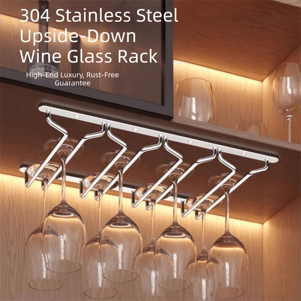 304 Stainless Steel Wine Glass Hanger Inverted Hanging Goblet Cabinet Household Storage