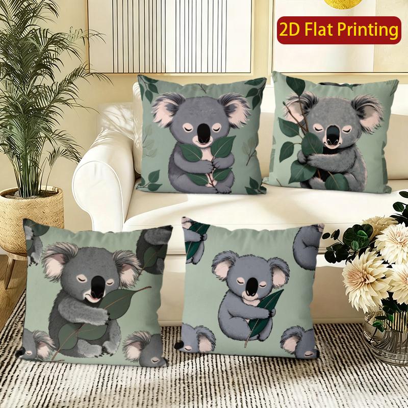 Милые чехлы на декоративные подушки с принтом коалы, чехлы на подушки с узором для домашнего декора, подходят для дивана, спальни, автомобиля
