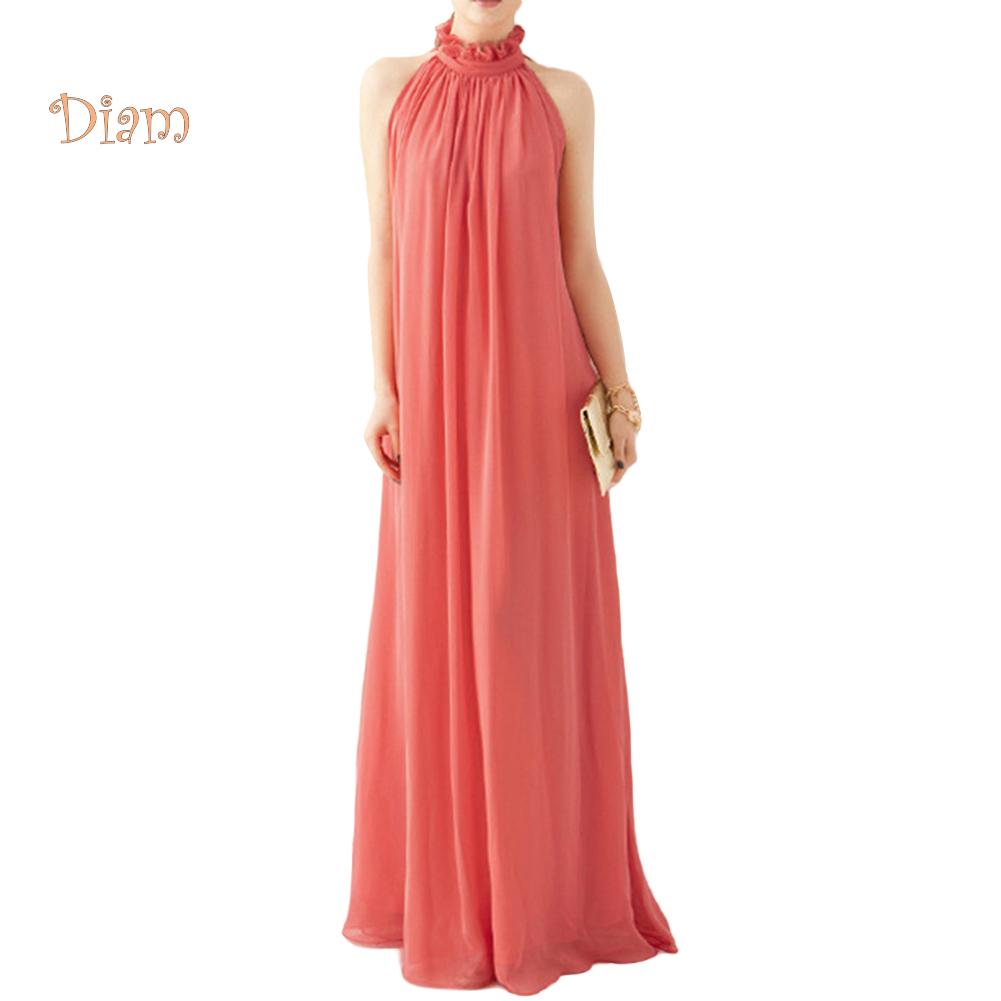 Женское вечернее шифоновое макси платье без рукавов