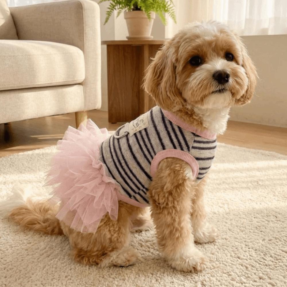 Thin Breathable Dog Cooling Vest Sweet Style Pet T-shirt Pet Strap Puff Skirt Daily Walk