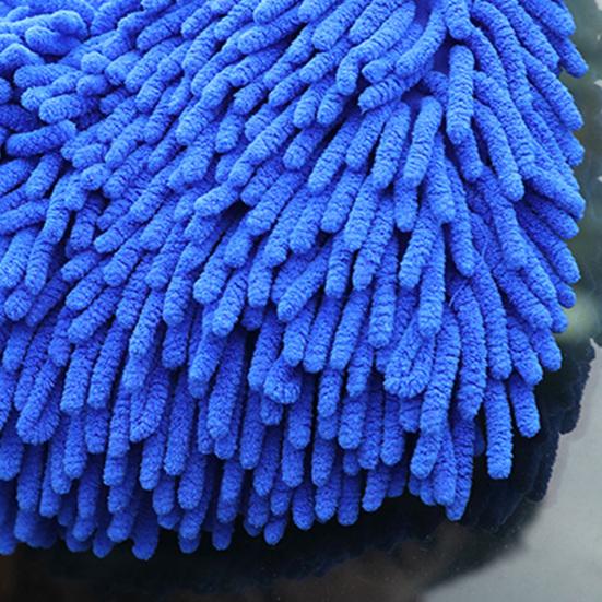 1 Pair Chenille Microfiber Car Wash Mitt Scratch Lint Free Double-sided Cleaning Strong Water Absorption Thickened Car Wash Gloves