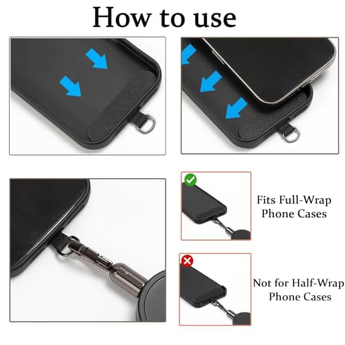 Double buckle anti-theft retractable mobile phone lanyard two-piece set concave square buckle black.