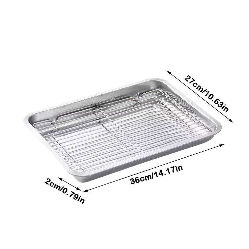 Removable Stainless Steel Baking Pan with Cooling Rack Oven Rack BBQ Tray for Cooking Roasting